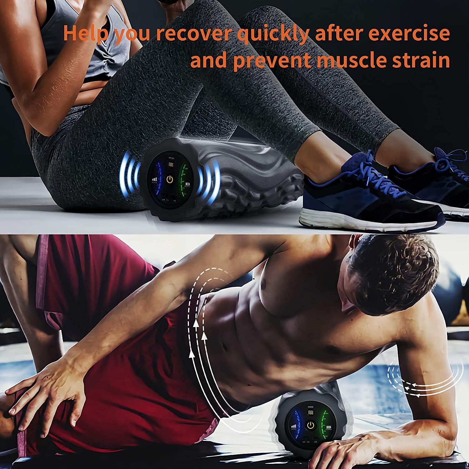 Myuilor Vibrating Foam Roller 5-Speed, High Intensity Electric Massage Roller for Fitness Muscles Recovery, Deep Tissue Relax & Trigger Point Sport, Soft Foam Roller for Back & Legs Pain Relief.