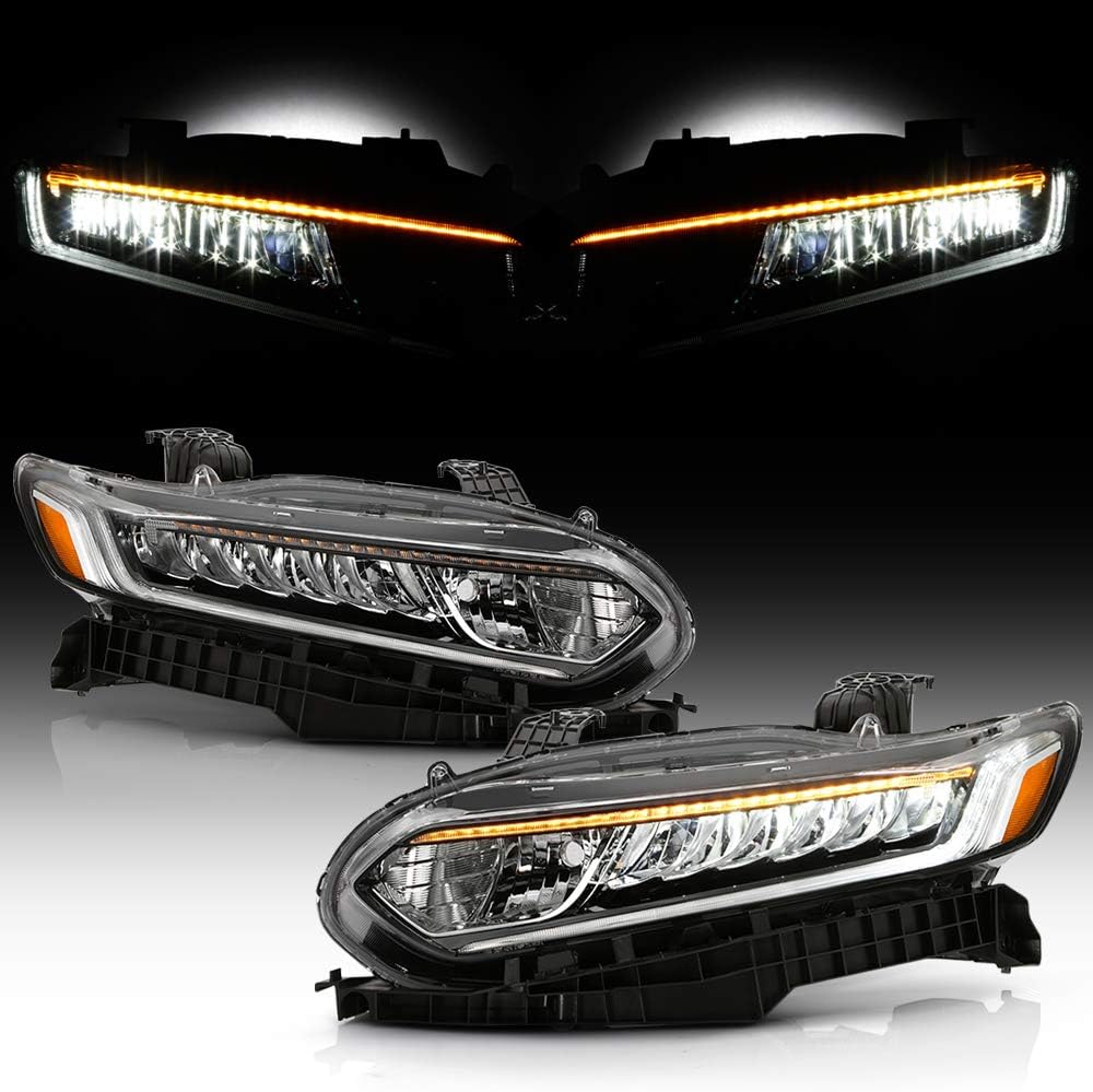 ACANII - For [Halogen High Beam] 2018-2020 Honda Accord LED DRL Signal Projector Headlight Headlamp Assembly Left+Right