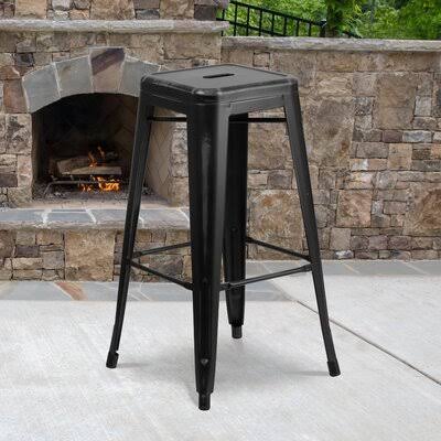 Biggerstaff Bar u0026 Counter Stool Zipcode Design Seat Height: Bar Stool (30x22 Seat Height), Color: Distressed Black, Pack Siz