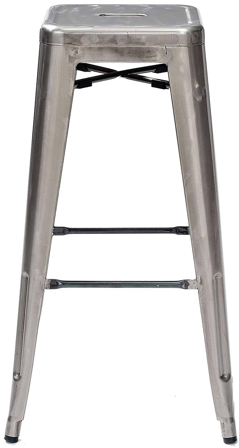 Crosley Amelia Metal Cafe Backless Barstool, Galvanized - 2 count