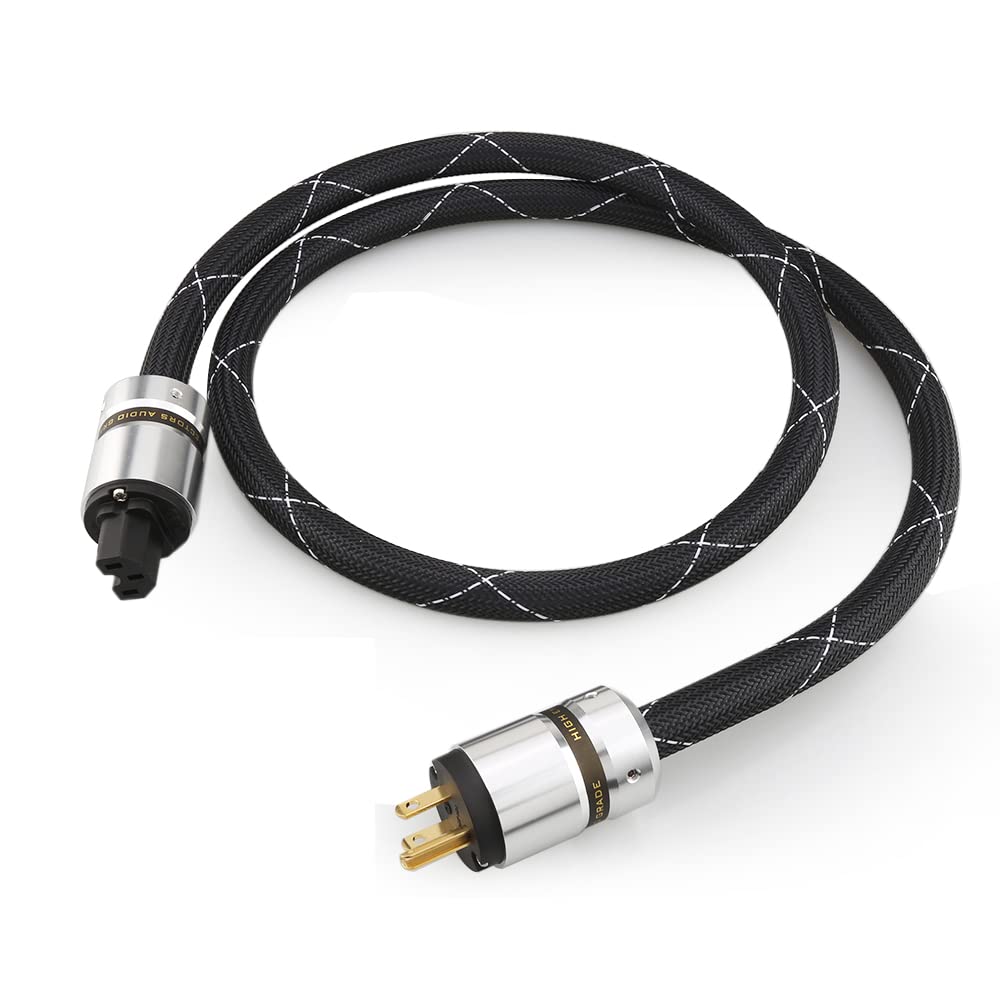 Tertullus 12AWG HiFi Powe Cord 125V 15A 3-Prong Audiophile Power Cable Highend Audiophile AC Power Cable with US Connector Plug(1.5M / 4.92FT) Pack of 2