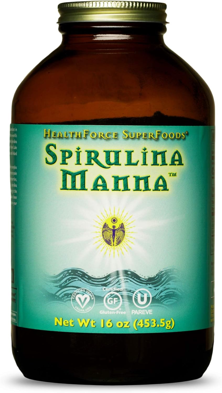 HealthForce SuperFoods Spirulina Manna - 16 oz Spirulina Powder - All Natural Nutrient Rich Superfood with Vitamins, Minerals & Amino Acids - Vegan, Gluten Free - 188 Servings Pack of 2