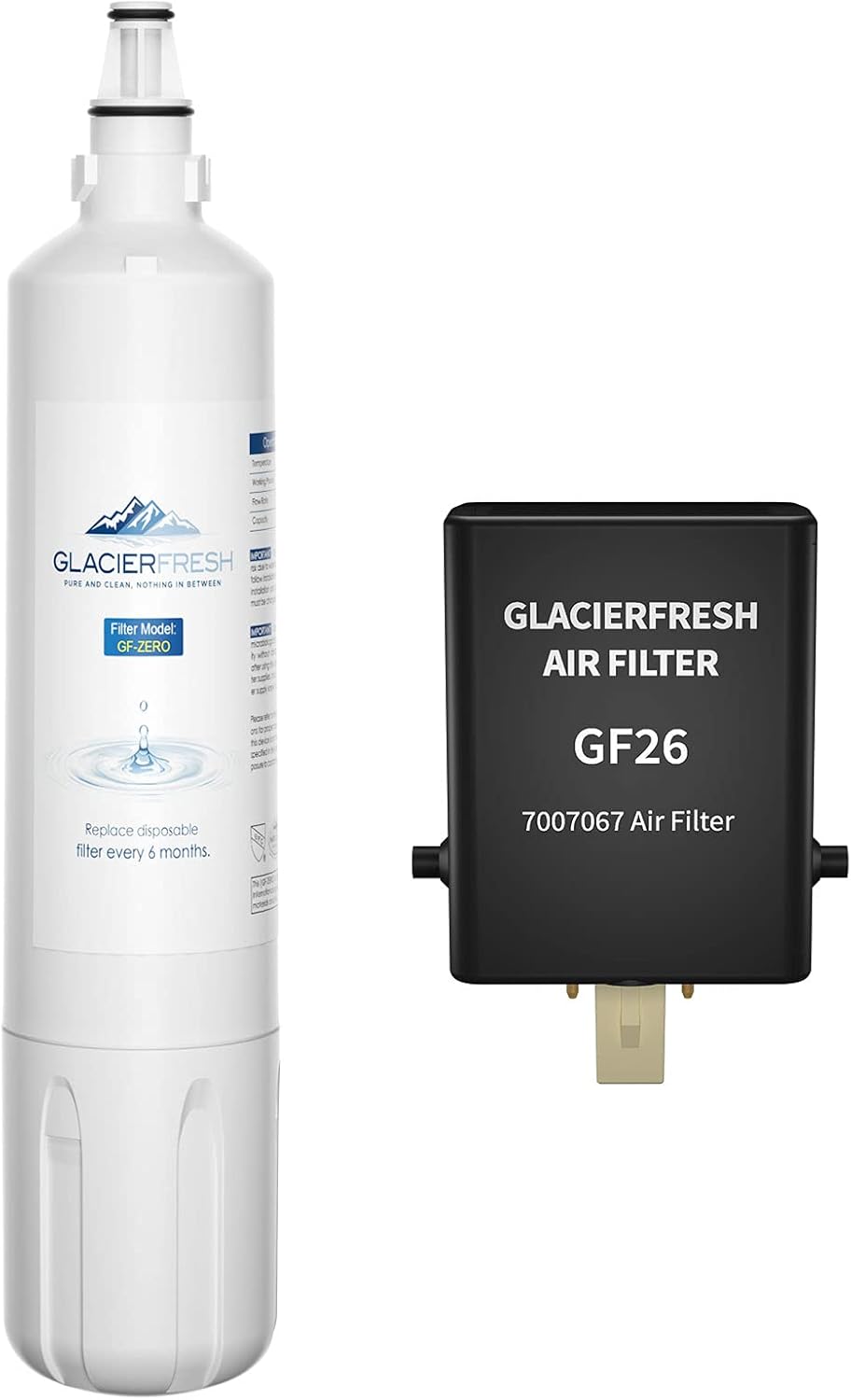 GLACIER FRESH 4204490 Water Filter and 7007067 Air Purification Cartridge Combo Pack, Compatible with Sub-Zero 4204490, 4290510 Refrigerator Water Filter, 7042798/7007067 Air Filter(1+1)
