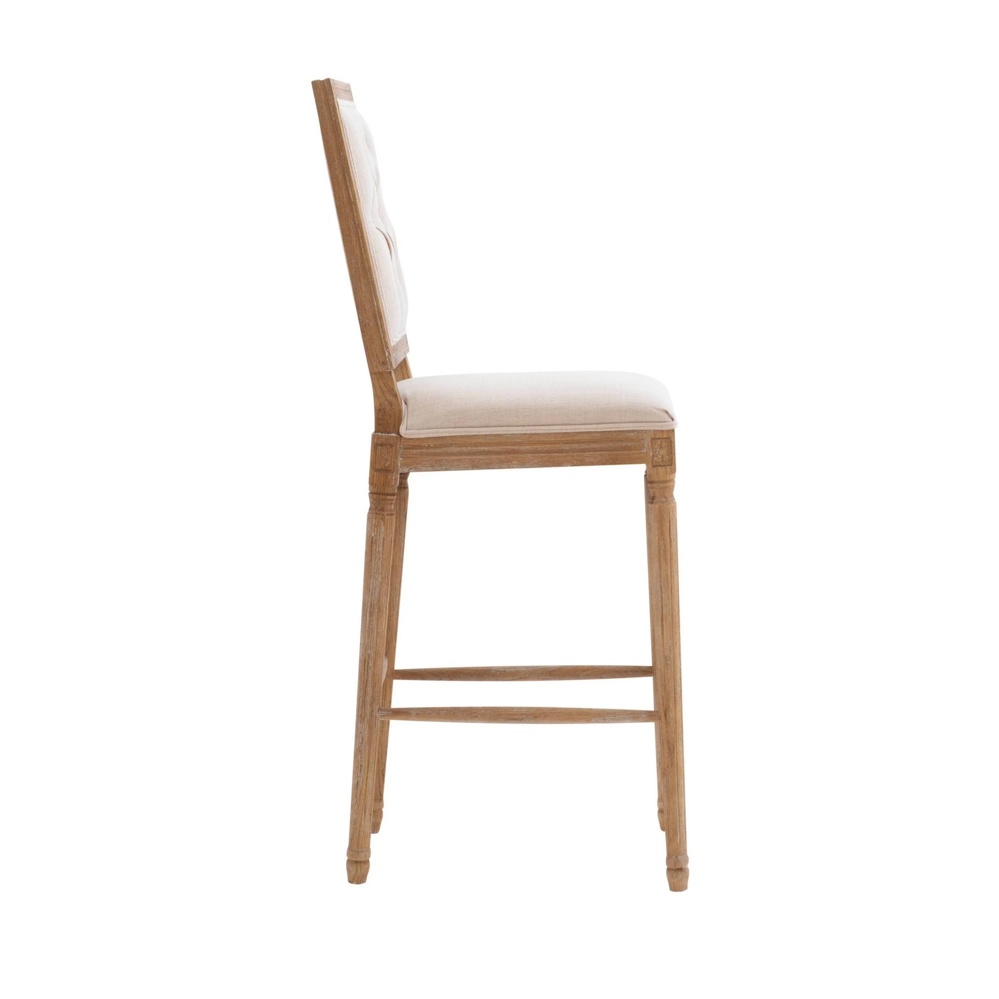 Linon Avalon Linen Tufted Square Back Bar Stool