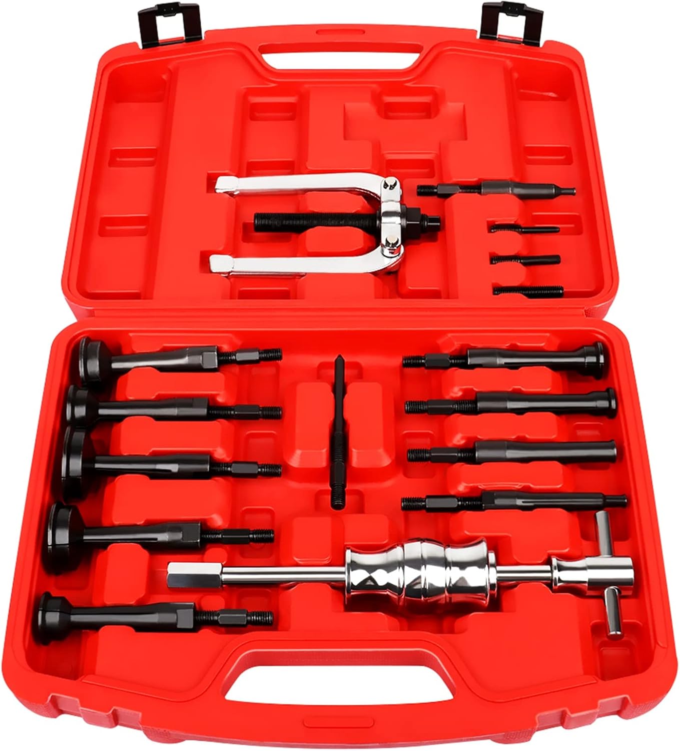 SCITOO 16PCS Blind Inner Bearing Puller Hole Collet Bearing Race Seal Puller Removal Tool Slide Hammer Tool Set