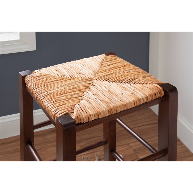 Linon Easton Backless Set of Two Wood 29x22 Barstools in Walnut