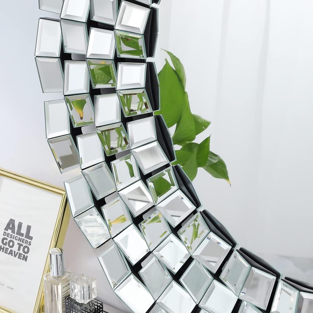 Autdot Decorative Mirror for Wall, 31.5'' Round Wall Mirror for Entryway, Large Accent Mirror with Glass Frame for Living Room, Fireplace