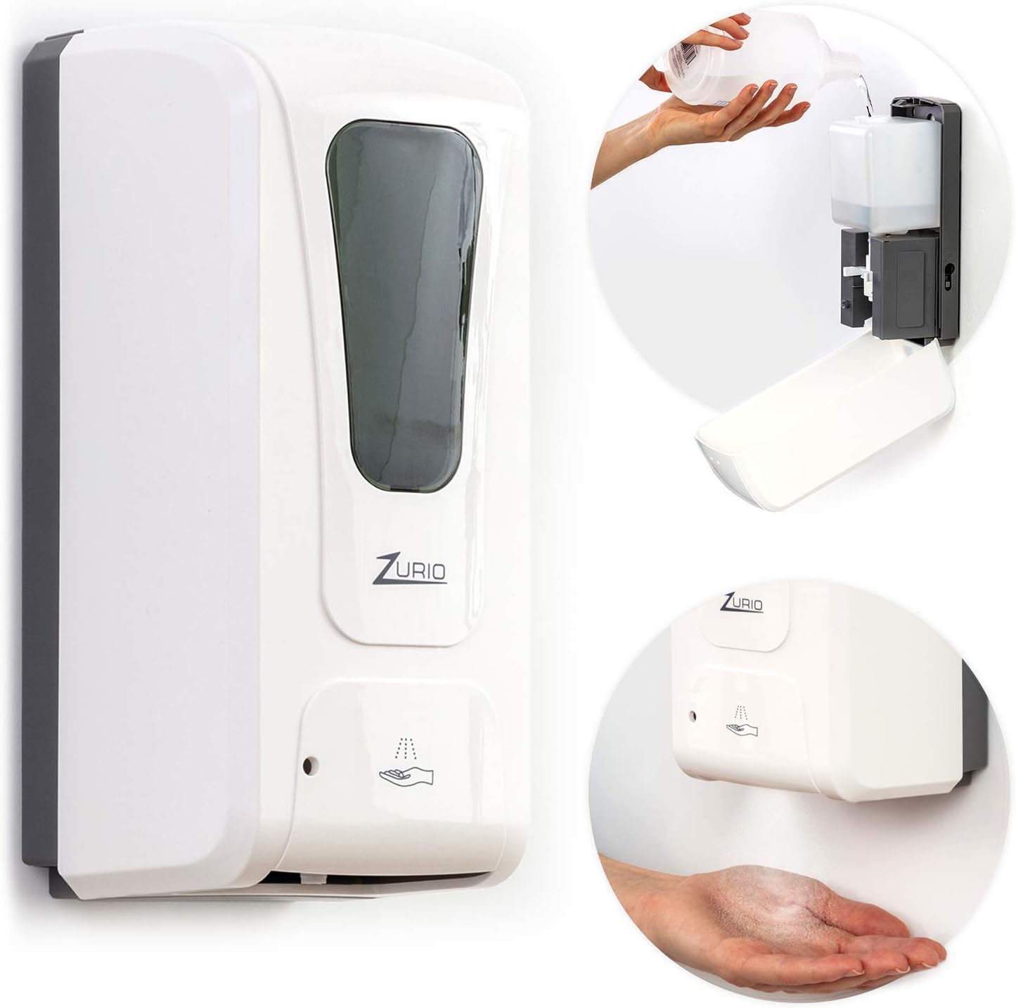 Automatic Hand Sanitizer Dispenser Wall Mount - Large Capacity Battery or Plug-in Refillable Liquid Hand Sanitizer Dispenser Touch Free - Installation Hardware Included