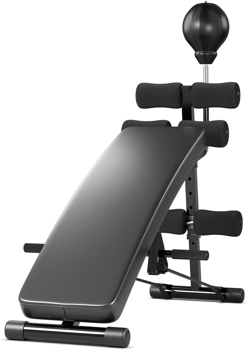 Sporfit Sit up Bench Adjustable, Decline Bench for Ab Bench Exercises, Utility Workout Equipment for Home Gym, Reverse Crunch Handle BLACK Pack of 2