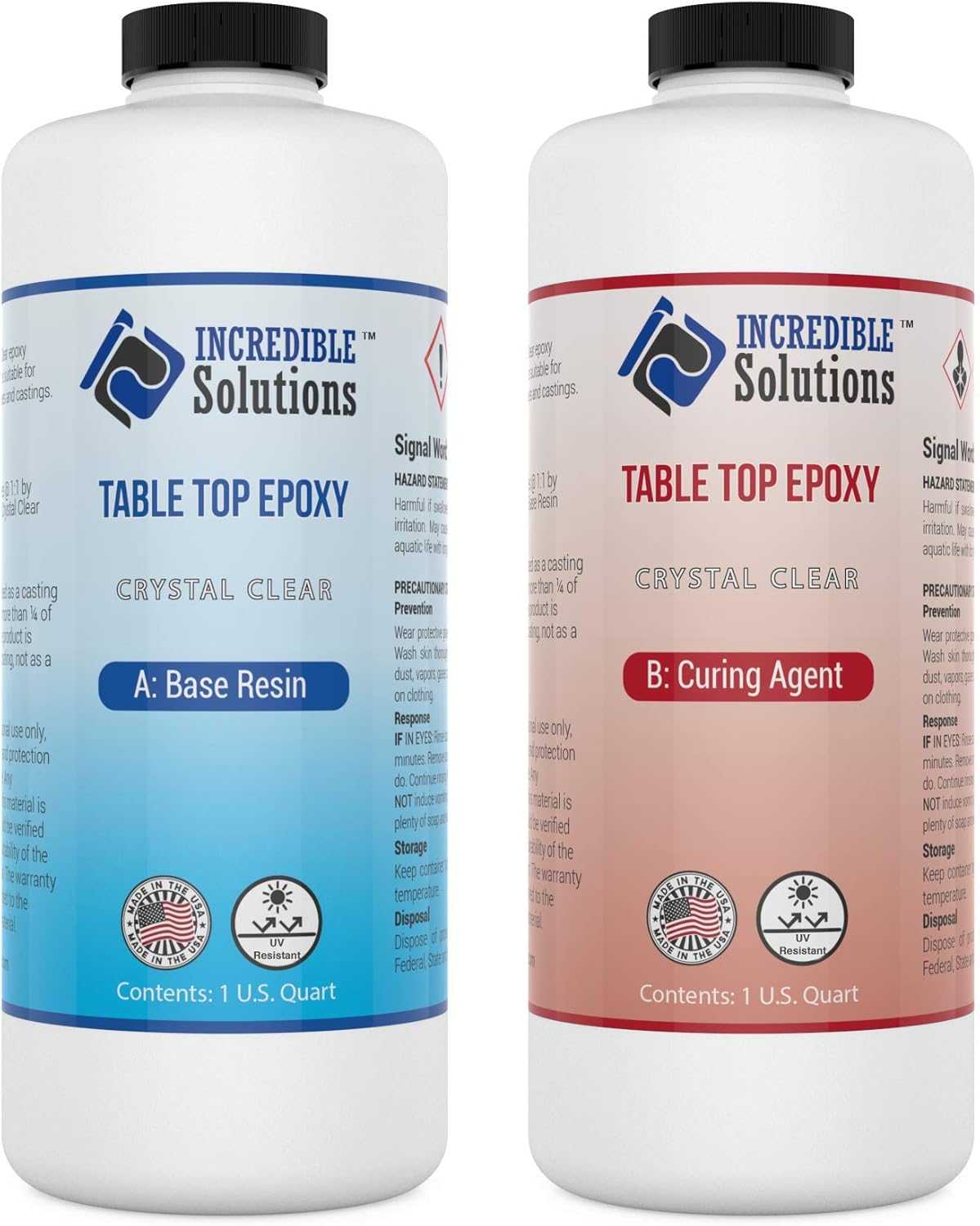 2 Quart Kit, Table Top & Bar Top Epoxy Resin, Crystal Clear High Gloss Finish, Self Leveling, Perfect for DIY Epoxy Counter Tops, Tabletops & Bars (Table Top) Pack of 2