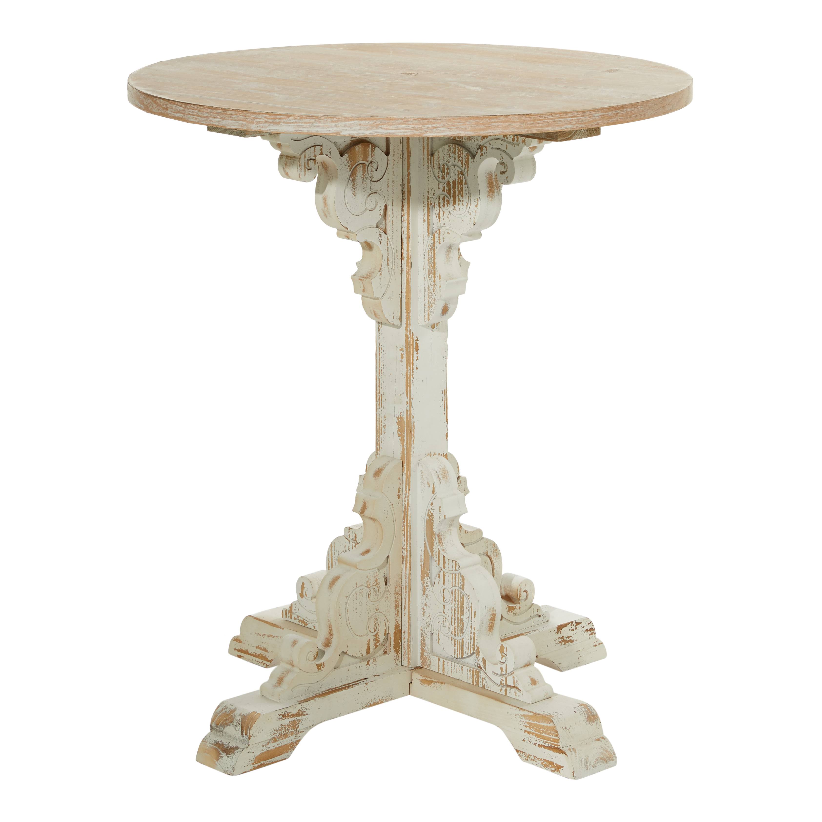 Monroe Lane Traditional Round Wood Accent Table - White