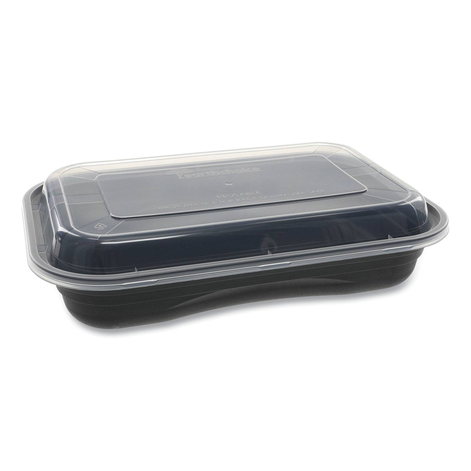 EarthChoice Versa2Go Microwaveable Containers, 27 oz, 8.4 x 5.6 x 1.4, Black-clear, 150-carton