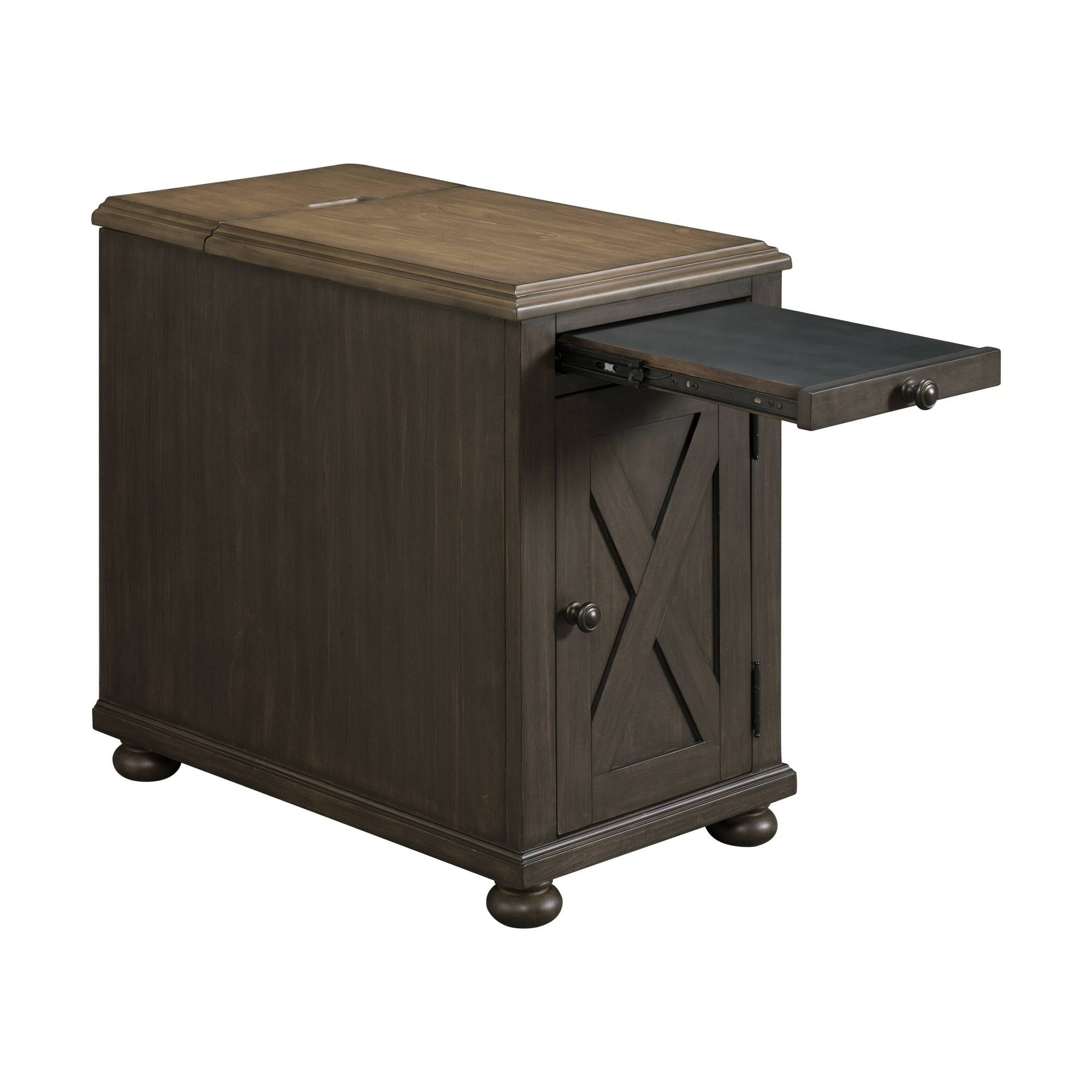 Lane Home Furnishings Power Chairside Table, Black Base, Brown Top