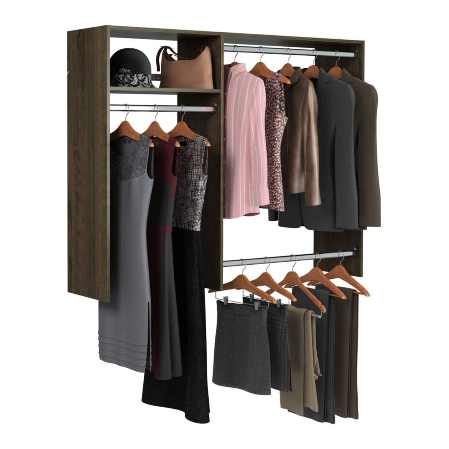 Easy Track OK0348 3 to 5 Foot Wide Hanging Closet System Kit - Truffle