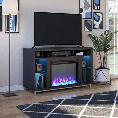 Hetton TV Stand for TVs Up to 48x22 with Fireplace Included Wade Logan Color: Black Oak