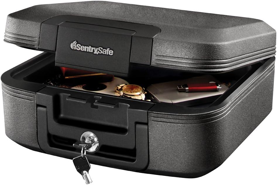 SentrySafe CHW20221 Fireproof Box and Waterproof Box with Key Lock 0.28 Cubic Feet,Charcoal Gray & 1170 Fireproof Box with Key Lock 0.61 Cubic Feet,Black