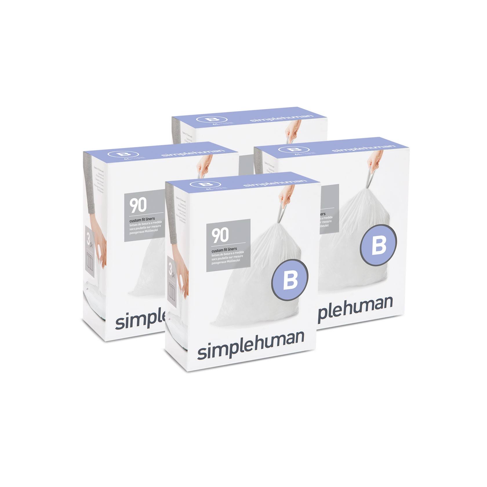 Code B, 360 Pack Custom Fit Liners, White, simplehuman