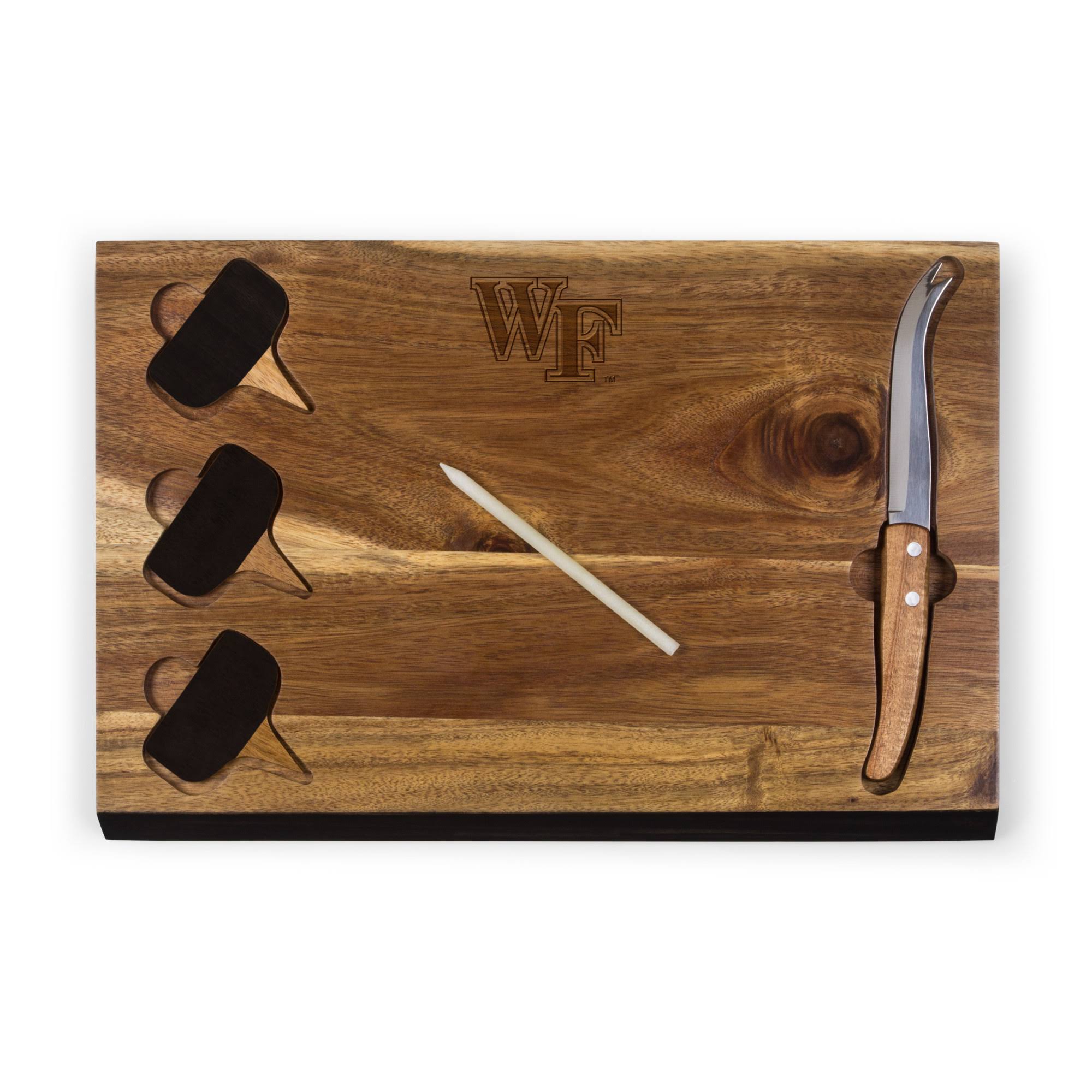 Wake Forest Demon Deacons Delio Acacia Cheese Board and Tools Set
