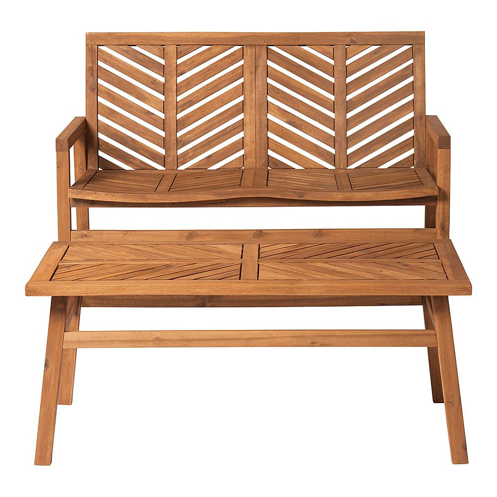 Walker Edison - 2-Piece Windsor Acacia Wood Patio Chat Set - Brown