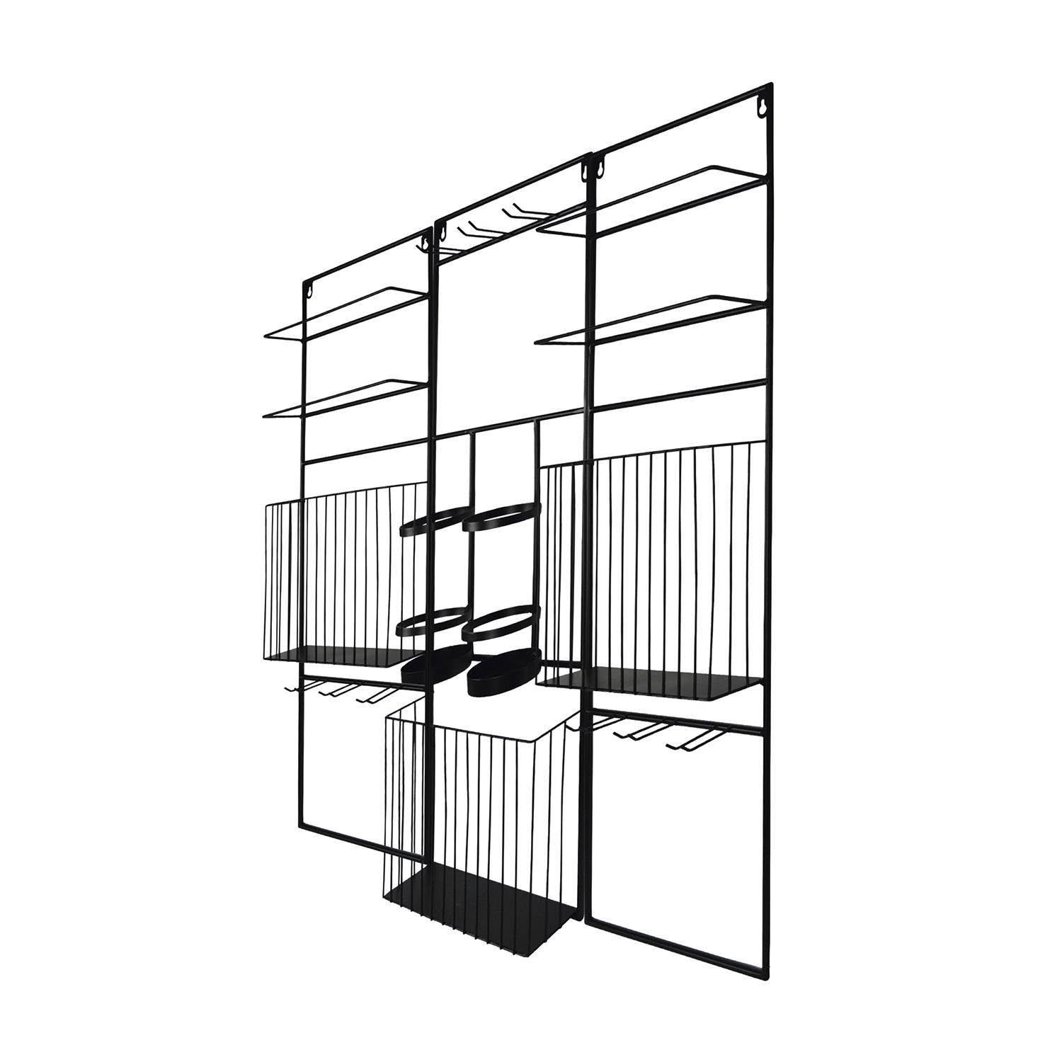 New View Gifts 3-Piece Modular Wine Rack, Black