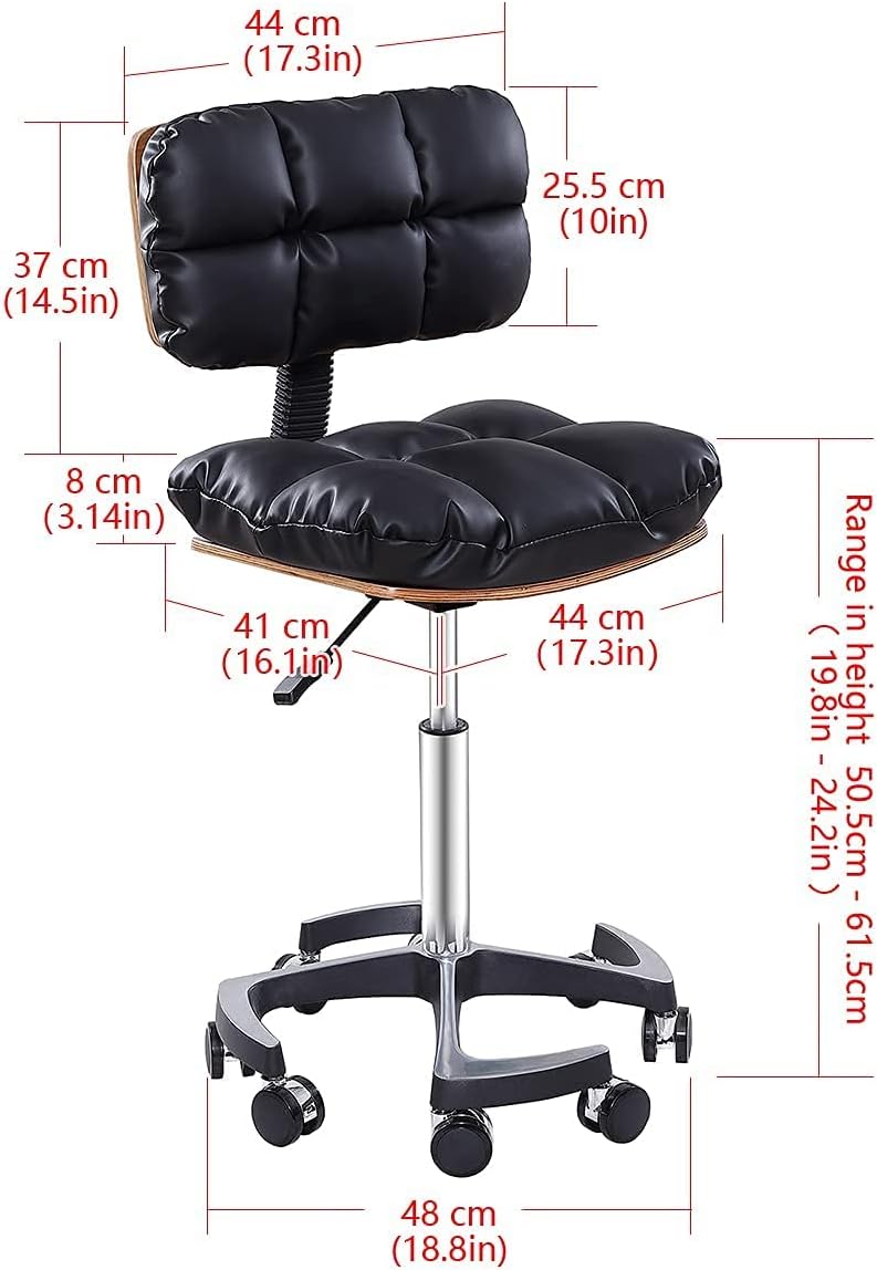 Adjustable Shop Stool with Backrest, Swivel Chair for Kitchen, Salon, Dentist Studio, Counter and Home Office