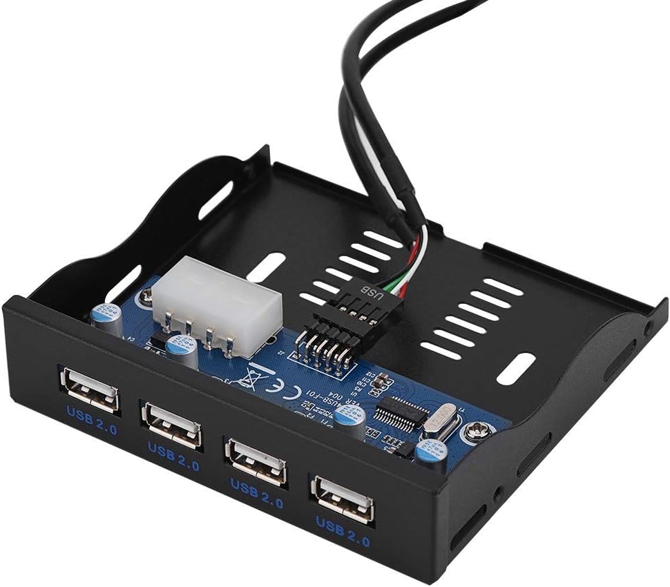 ASHATA Front Panel Hub 11 Port PC Front Panel with USB 3.0 Ports USB 3.1 eSATA Port and 6 Card Slots Built-in Card Reader Support M2 MSO Memory MS XD 64G CF Card Fits Any 5.25” Computer Case Front Bay Pack of 2