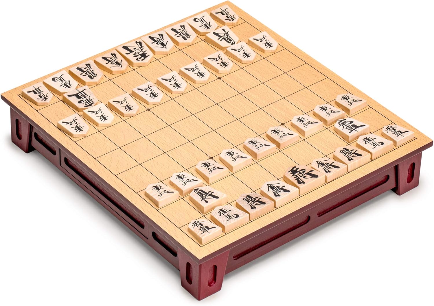 Yellow Mountain Imports Shogi Japanese Chess Game Set - Wooden Board with Drawers and Traditional Koma Playing Pieces Pack of 2