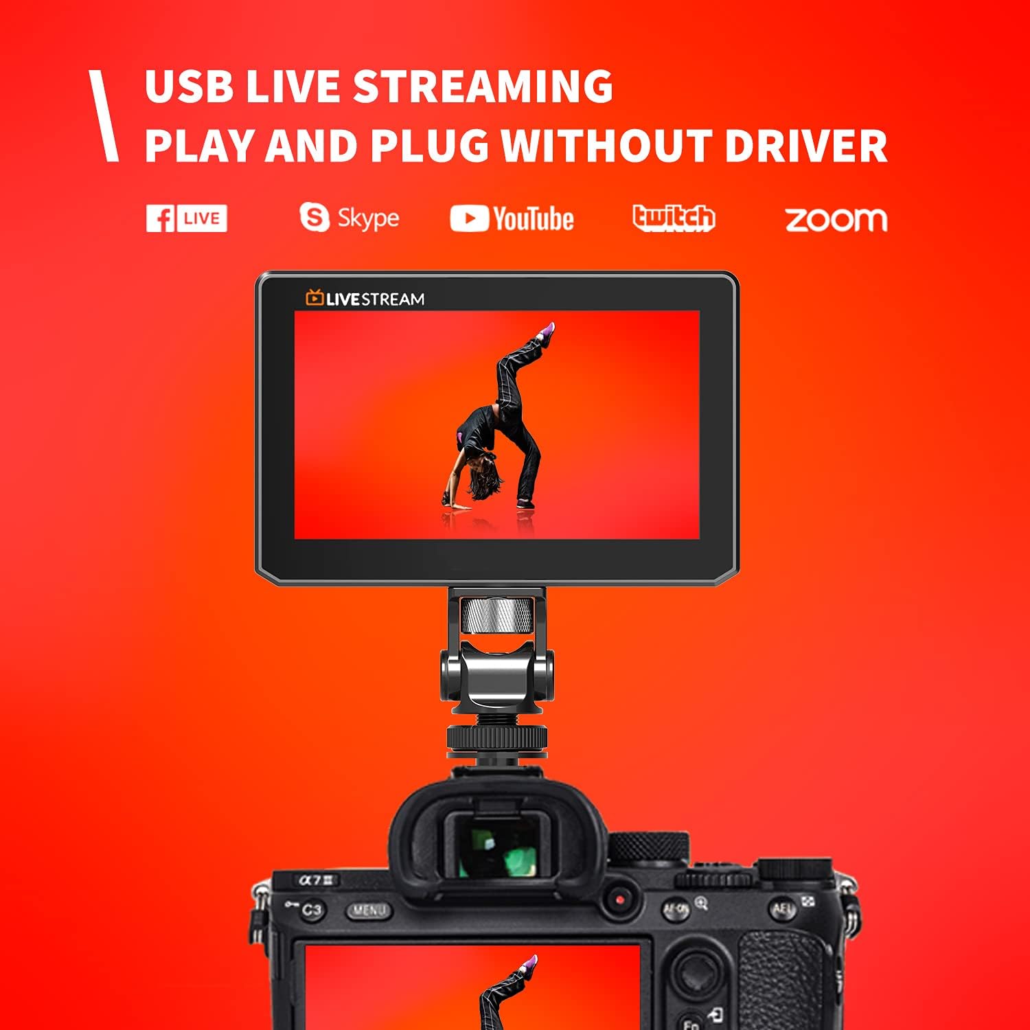 VIDEOGEAR Black Mini 5 Inch camera monitor USB Live Stream 4k monitor For Dslr camera 3D-LUT HDMI Lps 1920x1080P For Live Streaming monitor