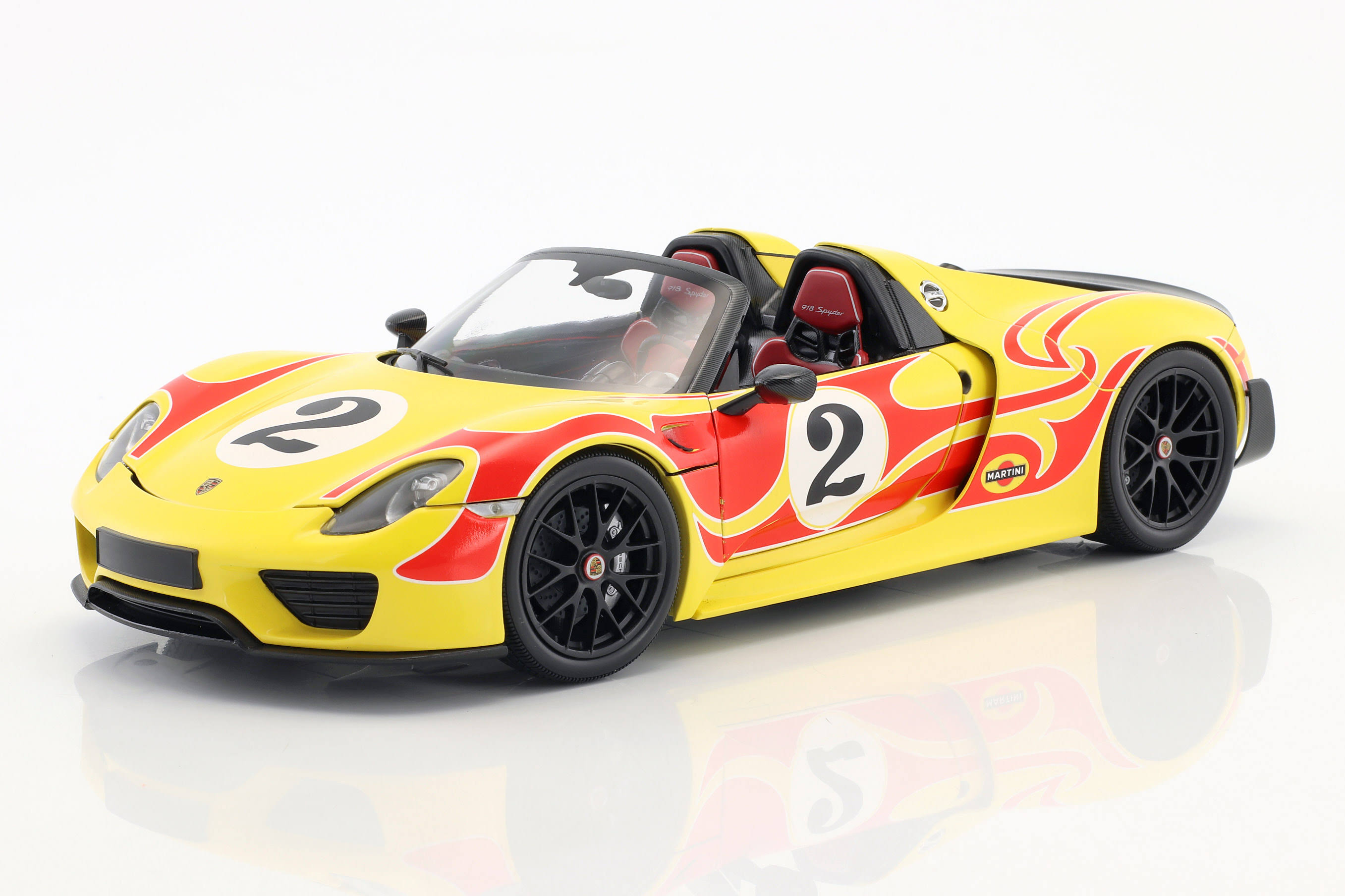 Porsche 918 Spyder Martini Weissach Package Yellow with Red Stripes