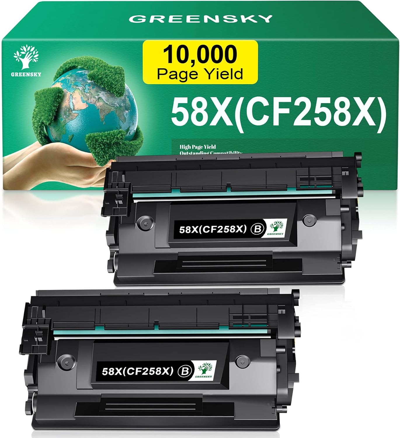 GREENSKY Compatible Toner-Cartridge Replacement for HP 58X CF258X 58A CF258A for HP M404n M404dn M404dw MFP M428fdw M428fdn M428dw M428 M404 M304 High Yield Toner Printer (Black 2-Pack)