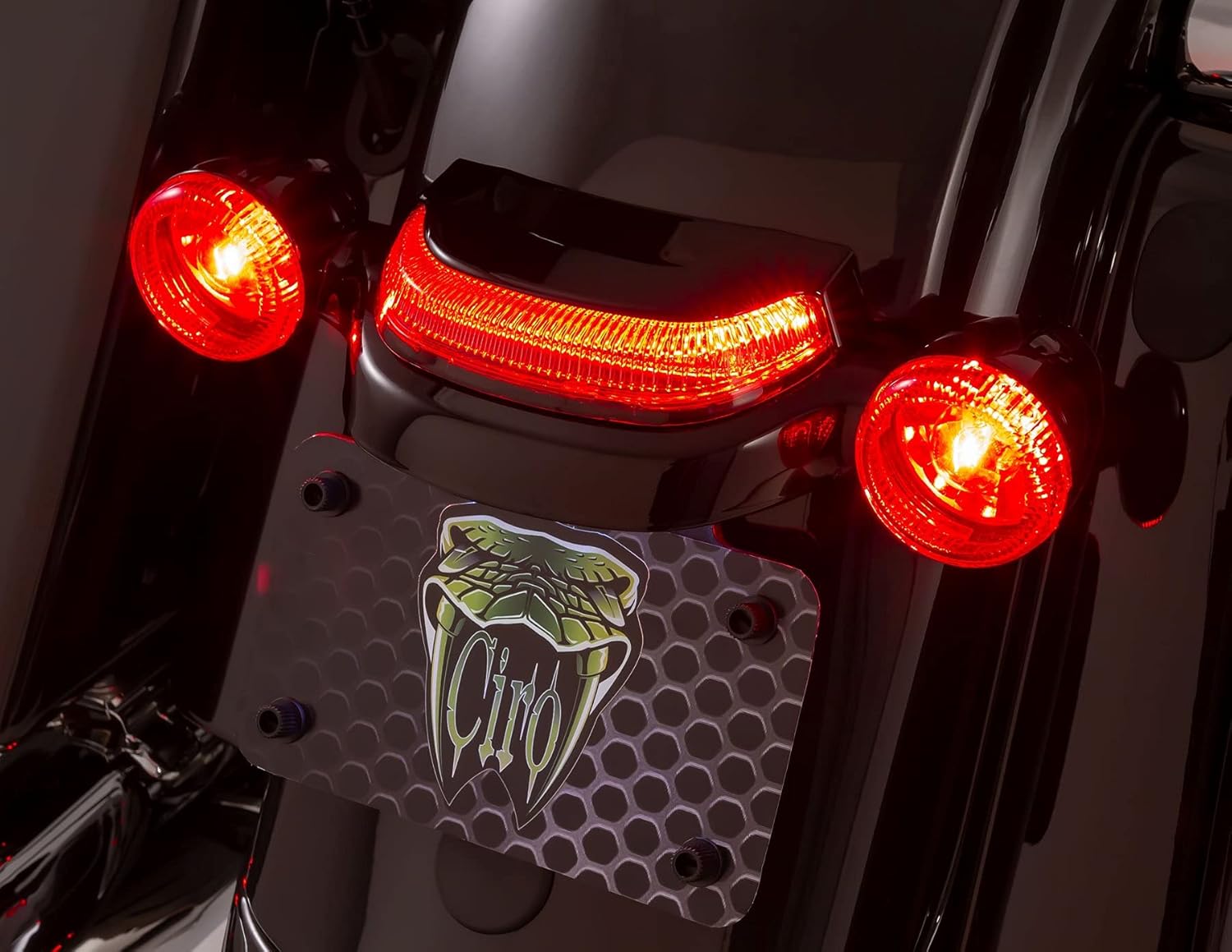 Ciro Crown Tail Light with Lightstrike Technology BLACK with Light Smoke Lens
