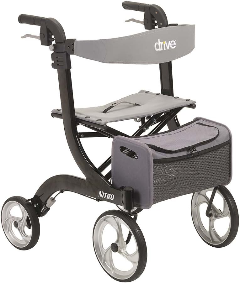 Drive Medical Nitro Euro Style Rollator Walker, Tall Height, Black 1 Count
