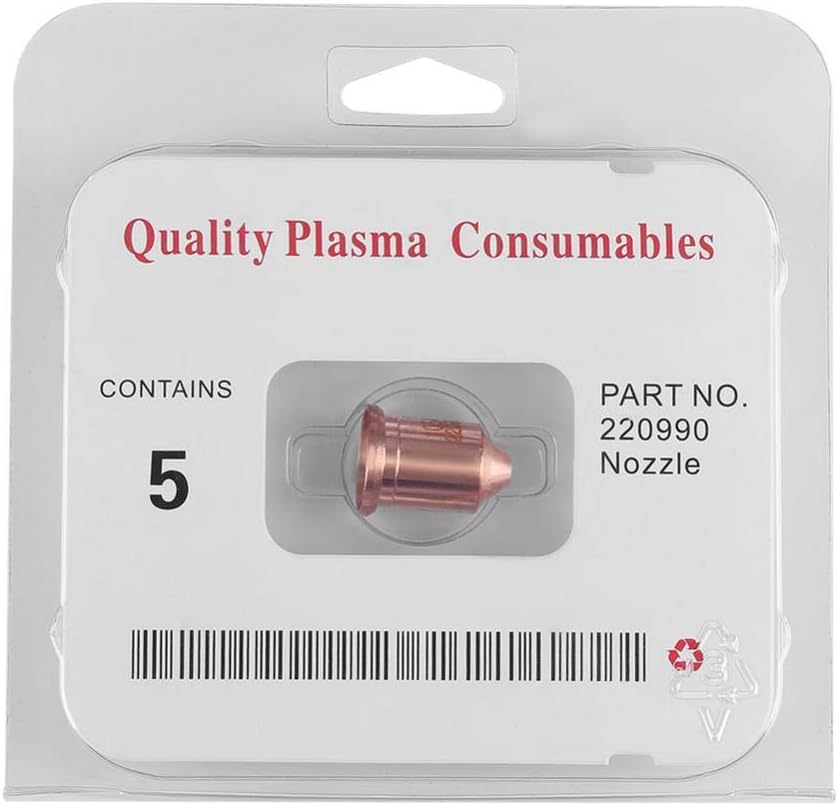 Plasma Cutting Nozzle, 5pcs Plasma Cutter Nozzles Torch Tips Consumables 220990 for MAX65 Cutting Machine, Cutting Carbon Steel, Aluminum, Copper