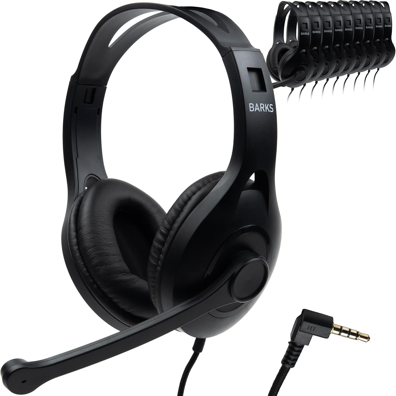 Bulk Classroom Headphones with Microphone (10 Pack) - Premium On-Ear Mic Kids Headphones for School: Best for Students K-12 in Classrooms (Built-in Mic, Great Sound Quality, Durable, Easy to Clean)