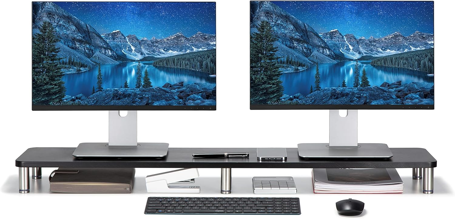 Husky Mounts Large Dual Monitor Stand Riser, Adjustable Legs, 39