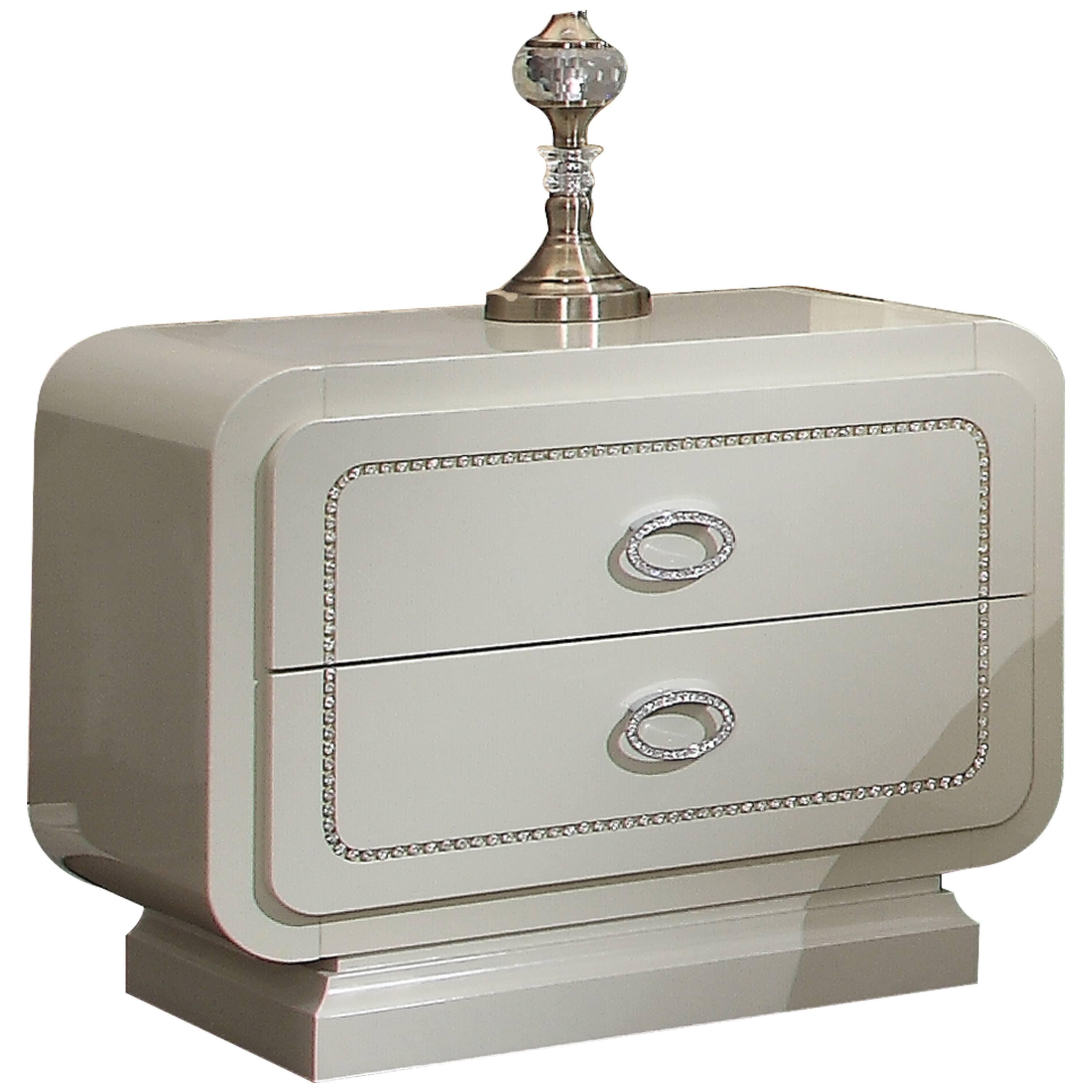 Acme Bellagio Nightstand , Ivory High Gloss