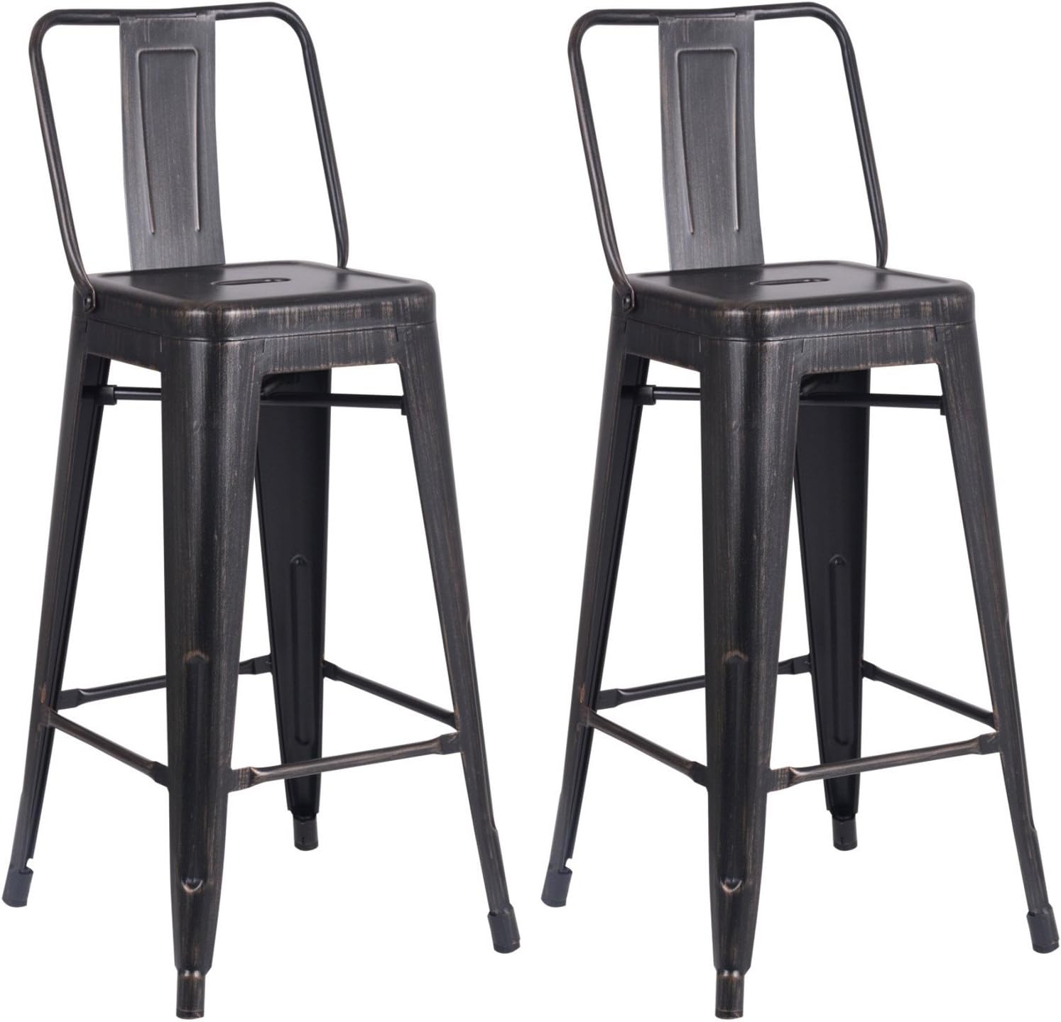 AC Pacific Modern Industrial Metal Barstool with Bucket Back and 4 Leg Design, 24