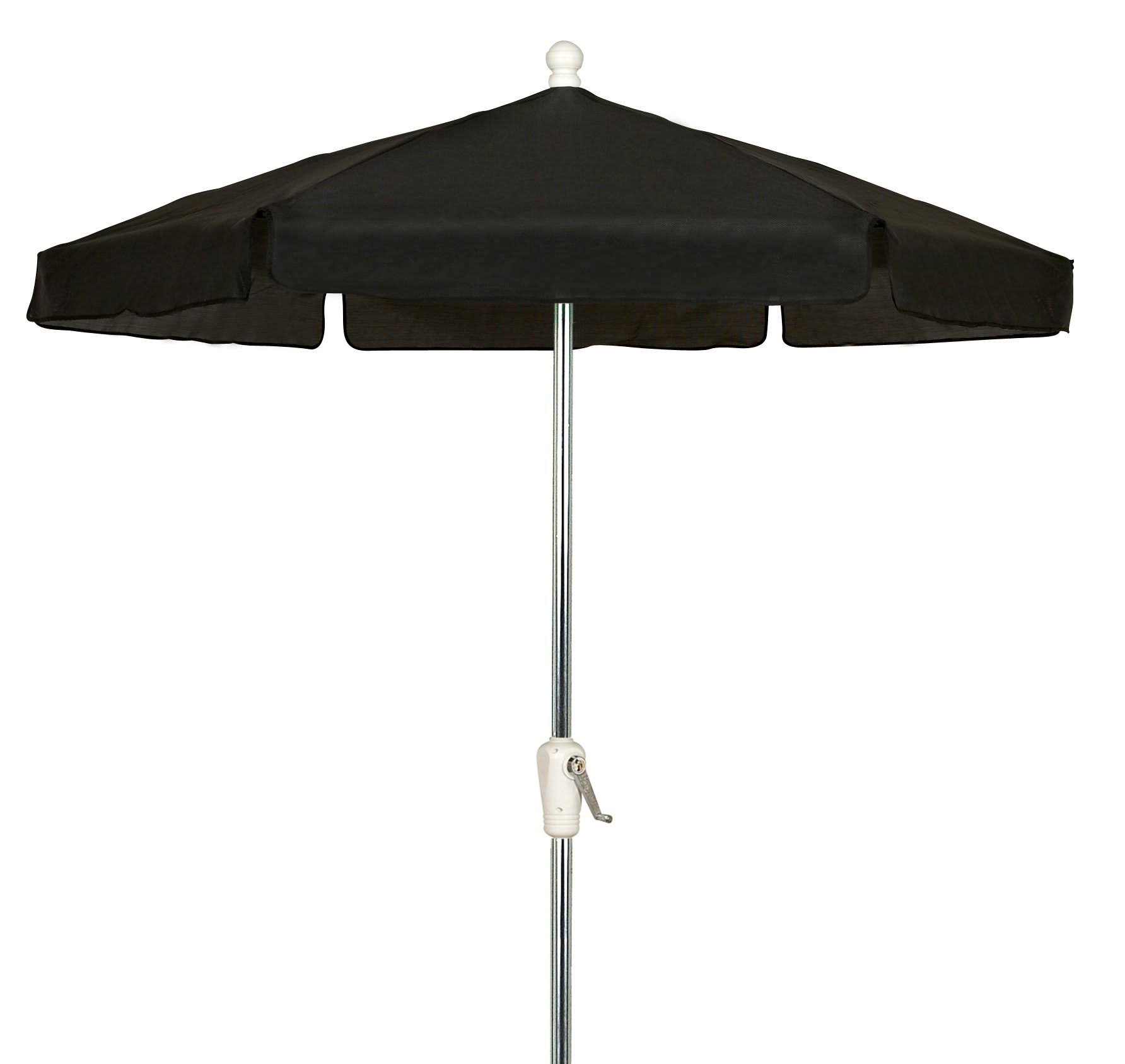 Fiberbuilt Umbrellas 7.5 ft. Hex Garden Patio Umbrella 6 Rib Crank Bright Aluminum in Black Canopy