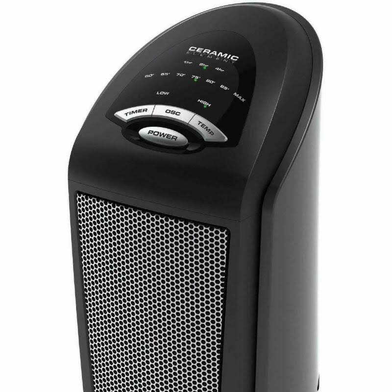 Lasko 1500W Ceramic Tower Space Heater with Remote, CT22410, Black