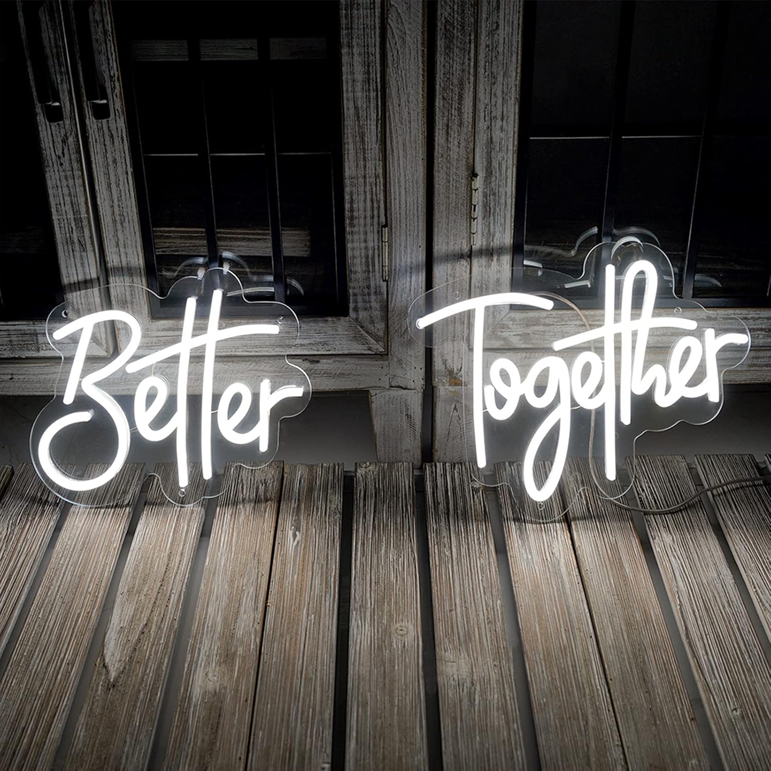 Better Together Neon Signs-Split Body USB Acrylic Lights Signs Bachelorette Backdrop Bedroom Wall Indoor Decor Flex Led Neon Light Sign 10.6×8.6 IN+9.0×12.2 IN Party Wedding Living Room Office White