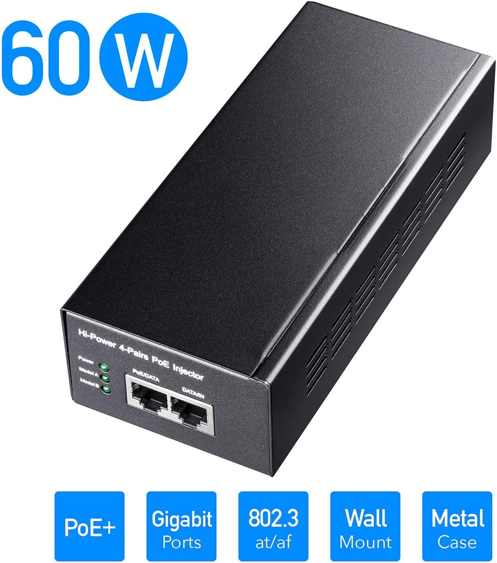 Cudy POE300 60W Gigabit Ultra PoE+ Injector, Up to 60W Ultra Power Supply, 10/100/1000Mbps Shielded RJ-45, IEEE 802.3af/802.3at Compliant, Not Support 802.3 bt/ PoE++/ Passive PoE, Metal housing Pack of 2