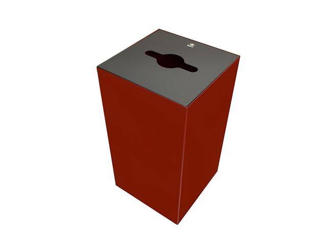 Witt Industries 36gc04-sc Geocube Recycling Receptacle with Combination Slot/Round Opening, Steel, 36 gal, Scarlet (Set of 2)