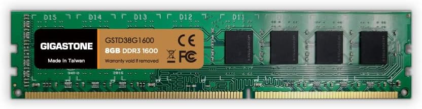 Gigastone DDR3 8GB 1600MHz PC3-12800 CL11 1.5V UDIMM 240 Pin Unbuffered Non ECC for PC Computer Desktop Memory Module Ram Upgrade Pack of 2
