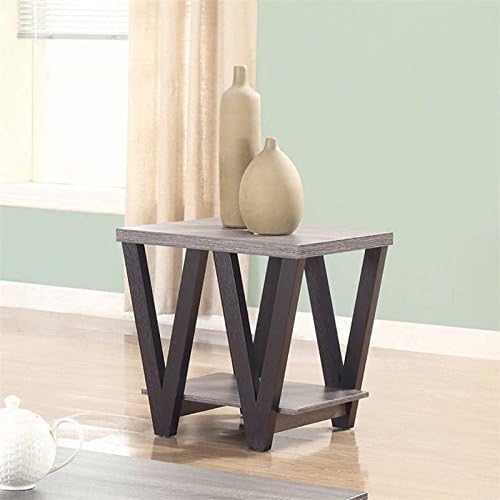 BOWERY HILL 1 Shelf End Table in Antique Gray and Black
