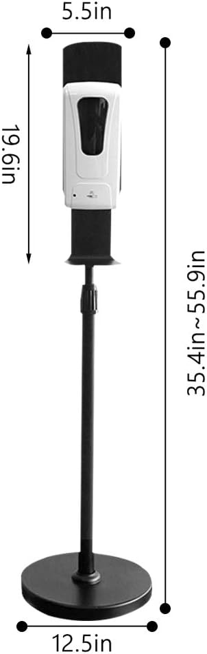 Lutingstore Hand Sani-tizer Dispenser,Adjustable Height,Office and School Public Areas,Black Stainless Steel Floor Stand Station Kit 35.4-56Inches,Soap Dispenser1000ML(Dispenser + Stand) Pack of 2