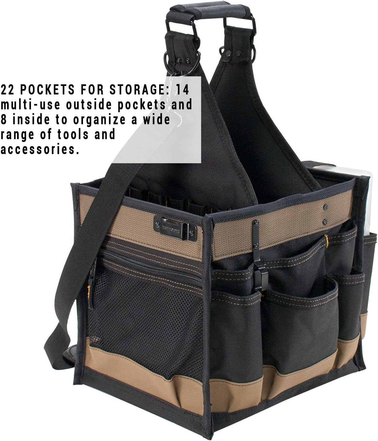 CLC Custom LeatherCraft 1528 Large Electrical and Maintenance Tool Carrier, 22 Pocket , Black , 11