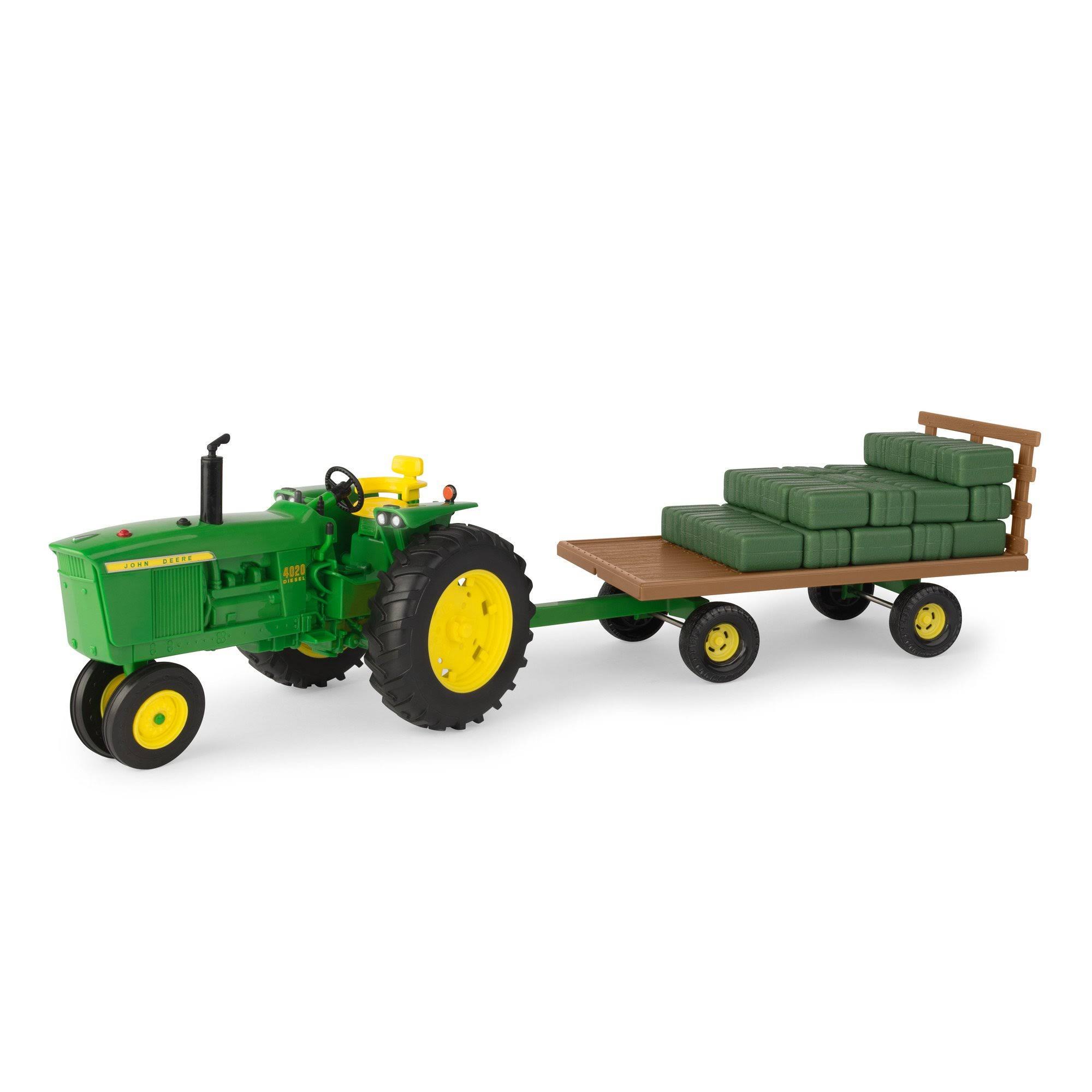 John Deere 1:16 Big Farm 4020 Tractor with Hay Wagon u0026 Bales