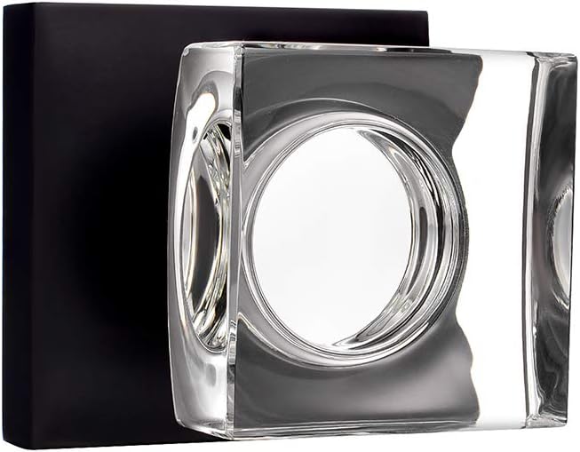 COOLNEWS Crystal Glass Door Knobs Interior for Closet/Bifold, Square Half-Dummy Door Knob, Matte Black (4 Pack) Pack of 2