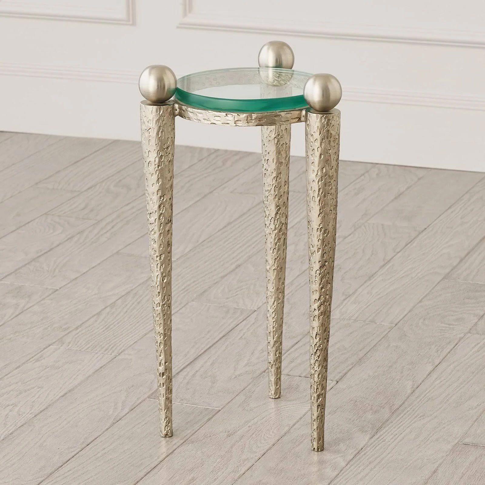 Global Views Rock on Accent Table, Large / Nickel