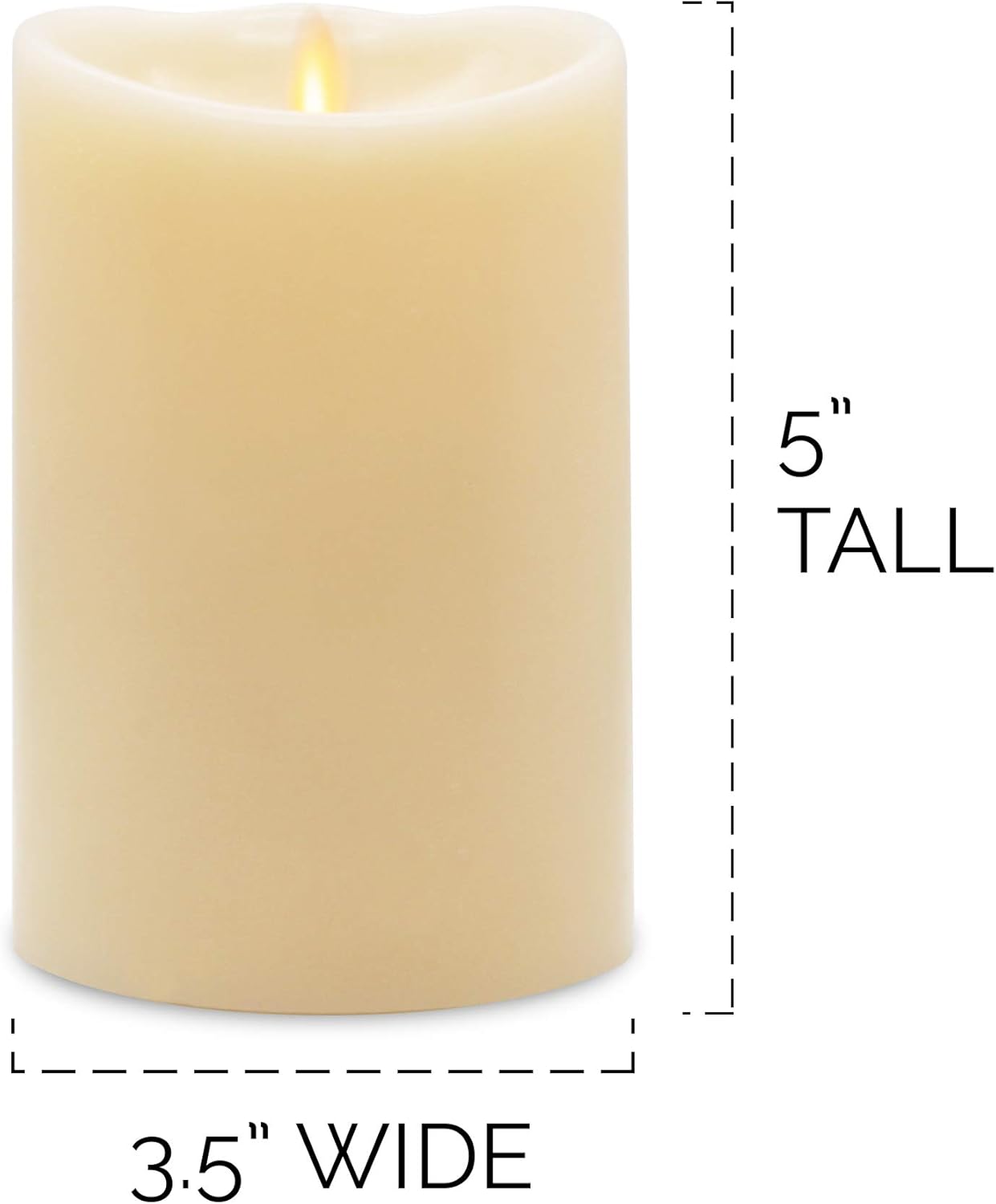 Luminara Flameless Pillar Candle - Moving Flame LED Battery Operated Lights with Real Vanilla Scented Wax - Remote Ready - Remote Sold Separetely - Ivory White - 3.5